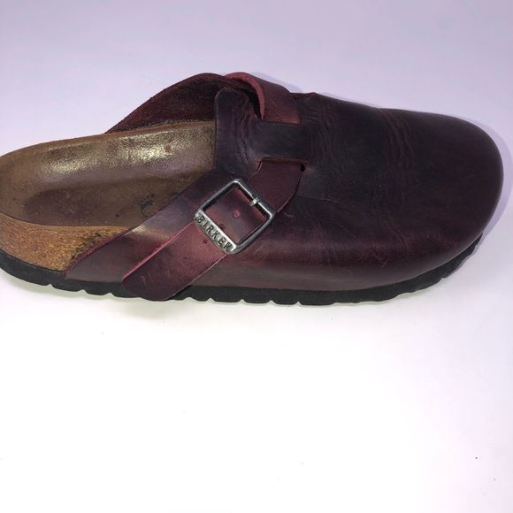 Birkenstock | Shoes | Birkenstock Boston Women Burgundy Leather Clog 5 | Poshmark